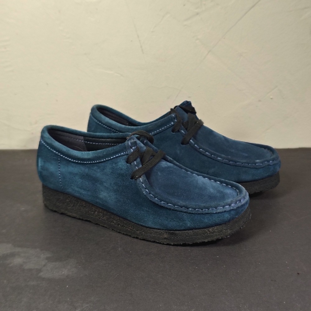 Clarks Wallabee Womens 7 Blue Suede Charles F Stead Crepe Sole 261732434 - Picture 2 of 11